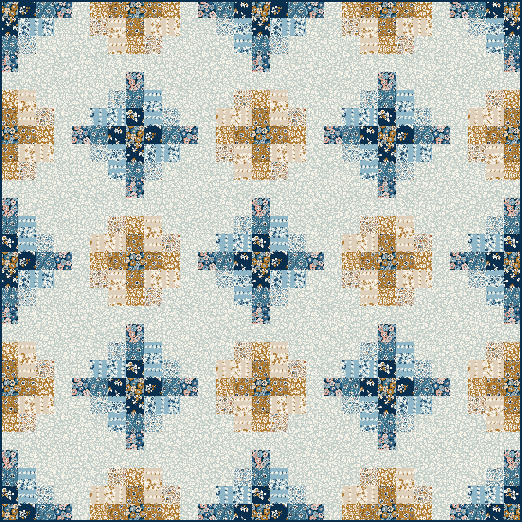 Liberty of LondonDenim Florals Granny Cabin Quilt KitQuilt Kits