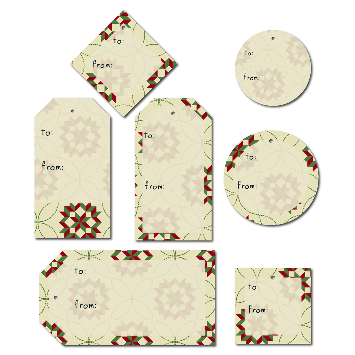 Cookie Quilt Gift Tags - Printable