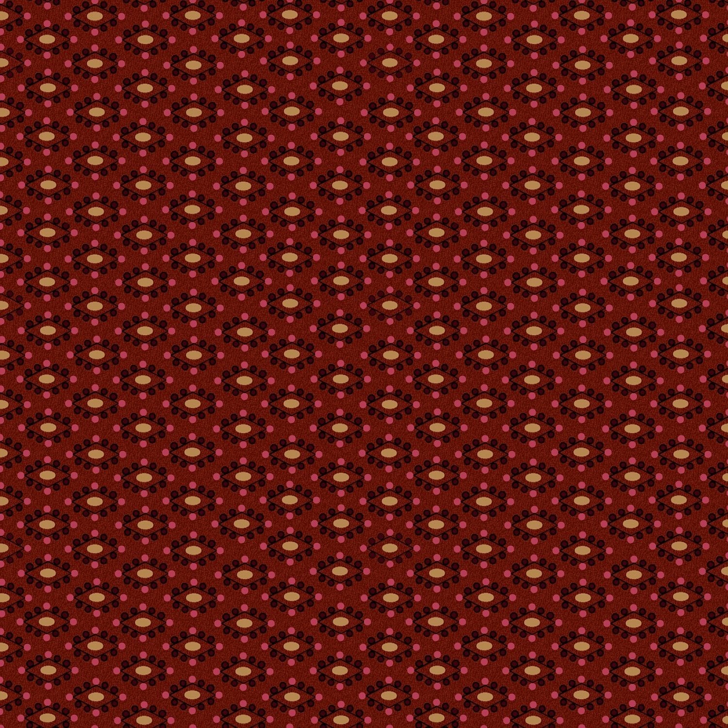 Henry GlassIdaho Prairie Quilt Fabric Star Ovals RedFabric