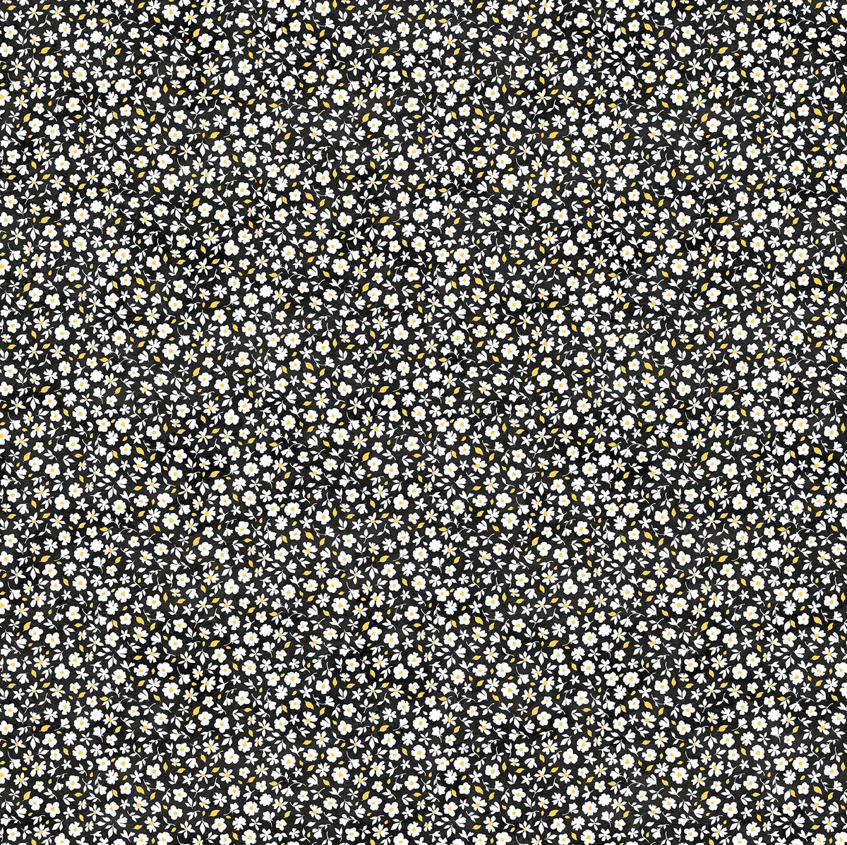 NorthcottWindsong Quilt Fabric Mini Floral BlackFabric