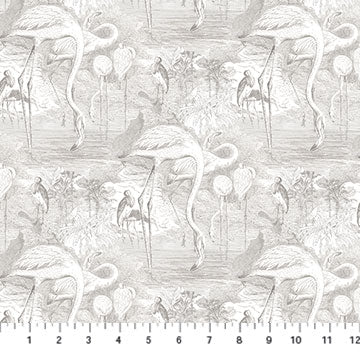 Northcott Flamingo Bay Quilt Fabric Toile Grey