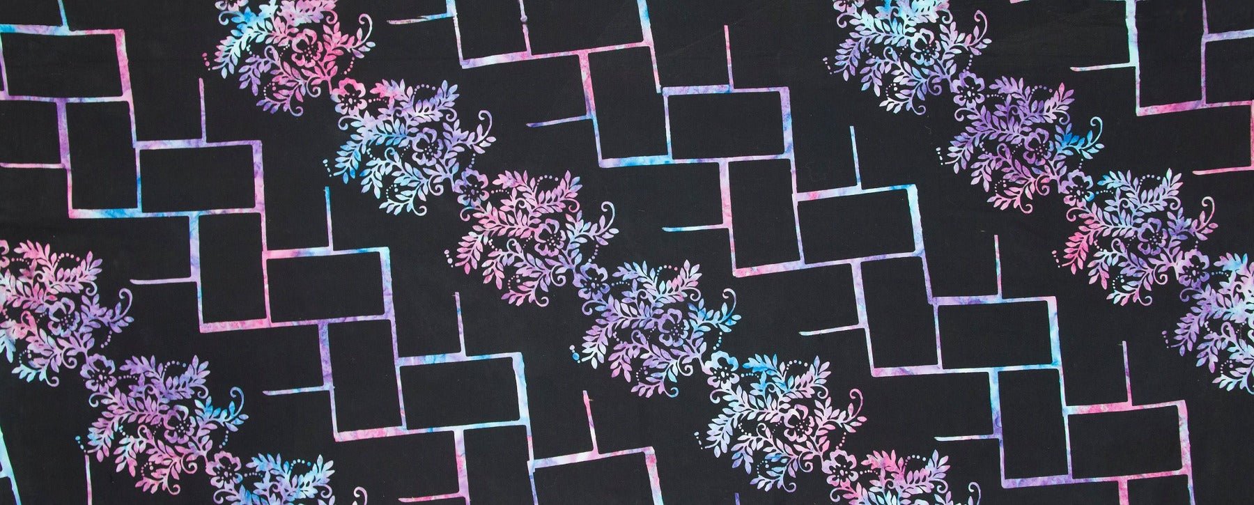 Banyan BatiksTropical Fusion Batik Fabric Floral Vine BlackFabric