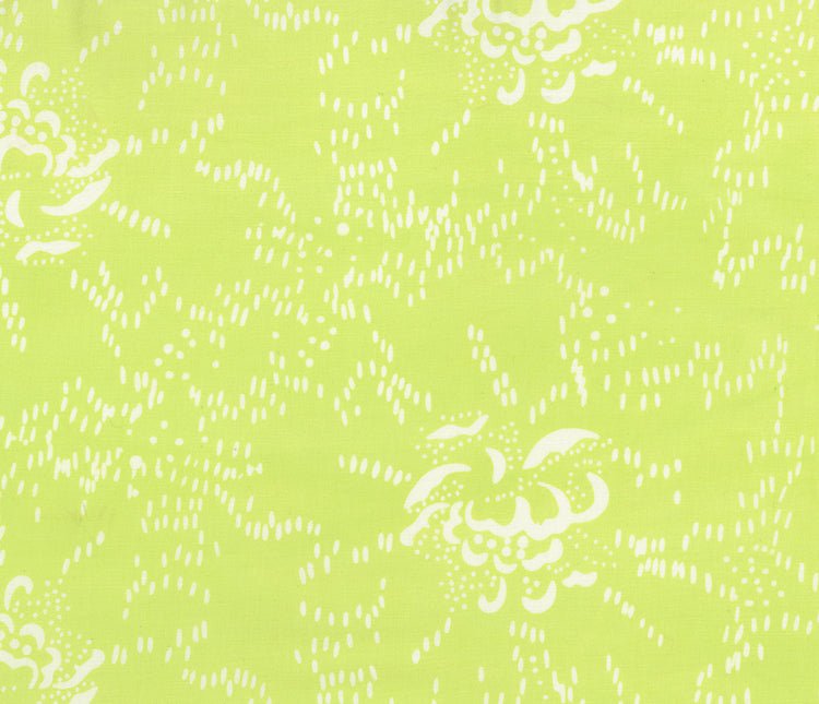 Banyan BatiksFloral Boxes Batik Fabric Floral Sprigs Bright GreenFabric