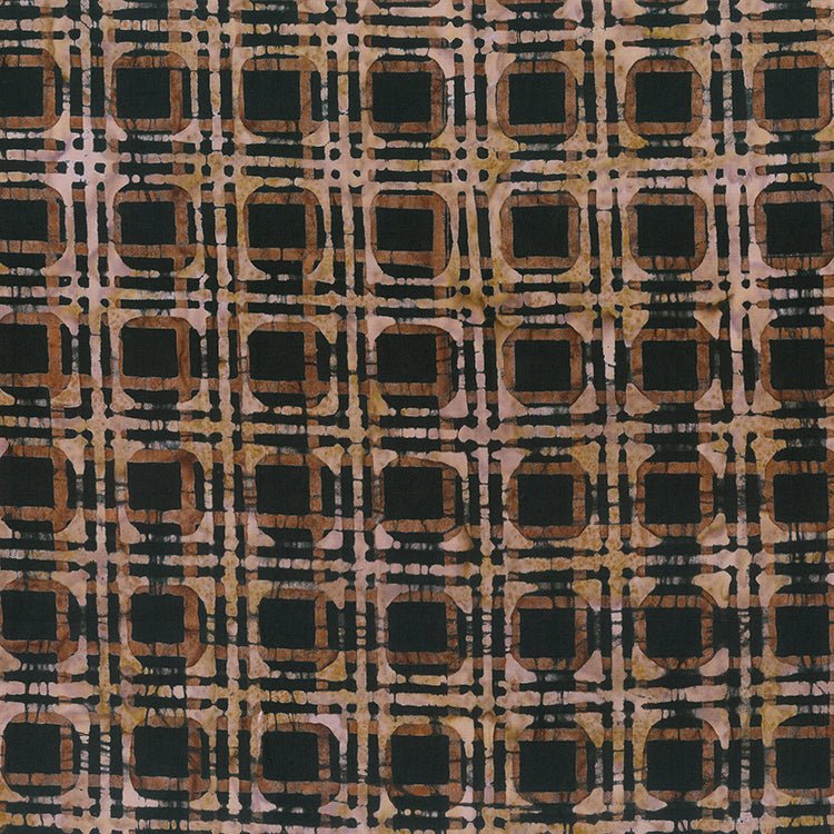 Banyan BatiksCanoe Lake Batik Quilt Fabric Double Plaid BlackFabric