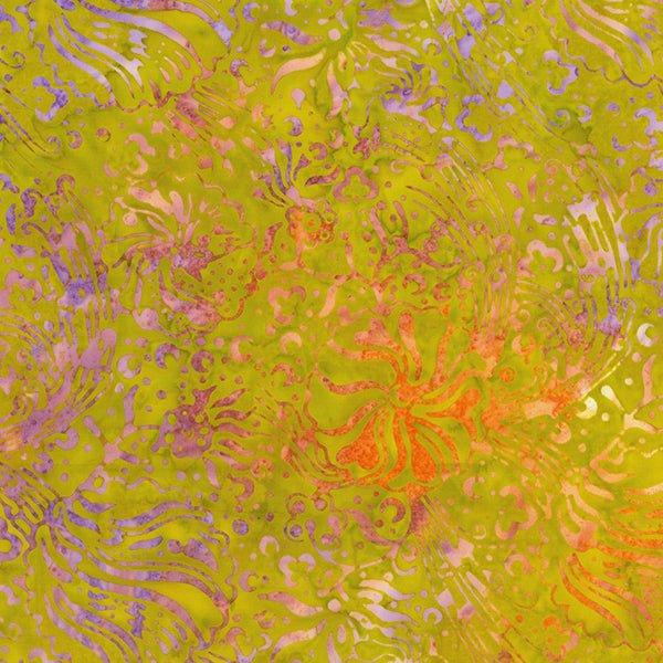 Banyan BatiksGarden Party Batik Quilt Fabric Floral Movement SunglowFabric
