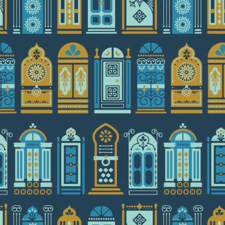 Camelot FabricsMoroccan Nights Moroccan Doors MidnightFabric