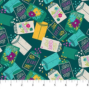 FIGO FabricsFlora Seed Packet Toss GreenFabric