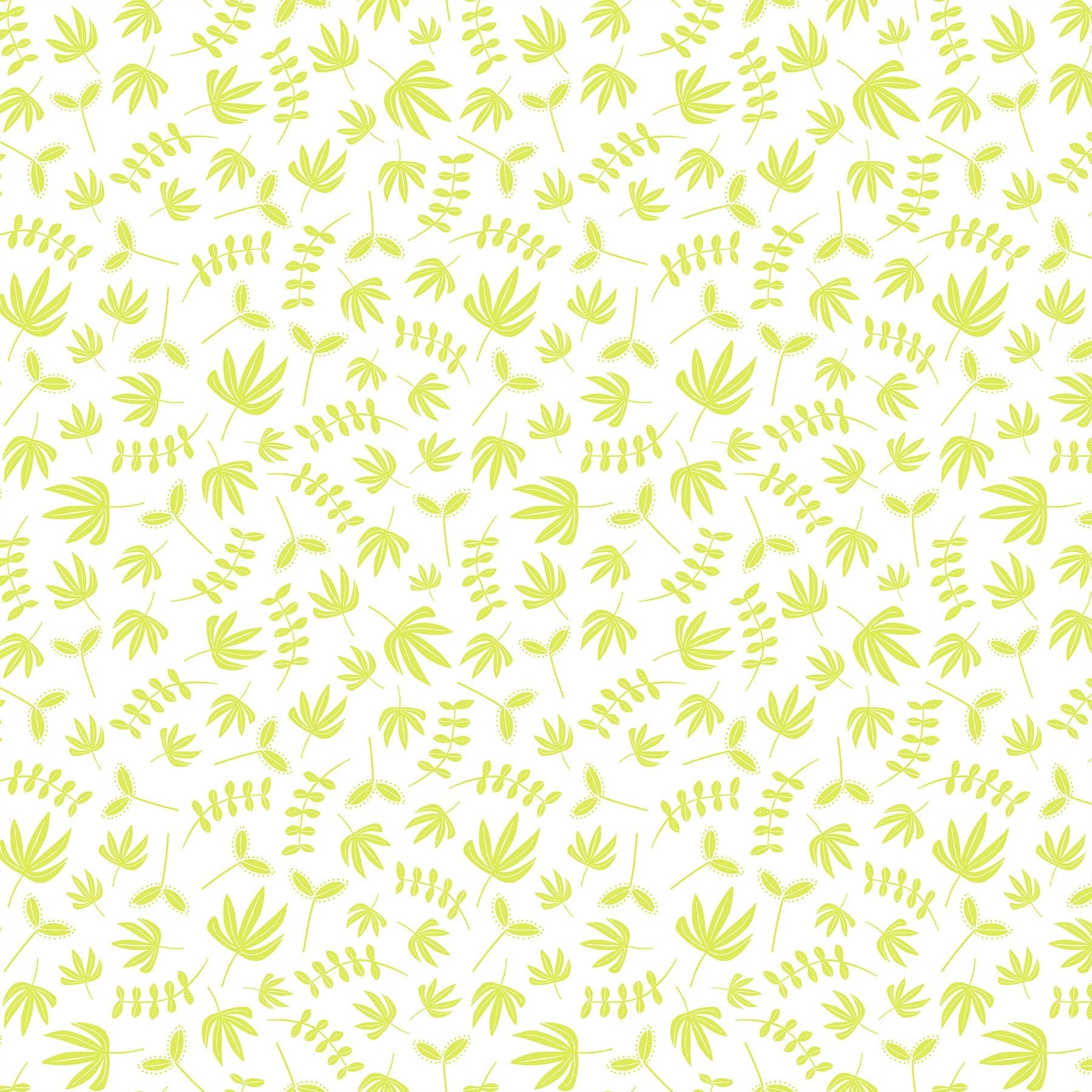 FIGO FabricsHand Stitched Quilt Fabric Plants WhiteFabric