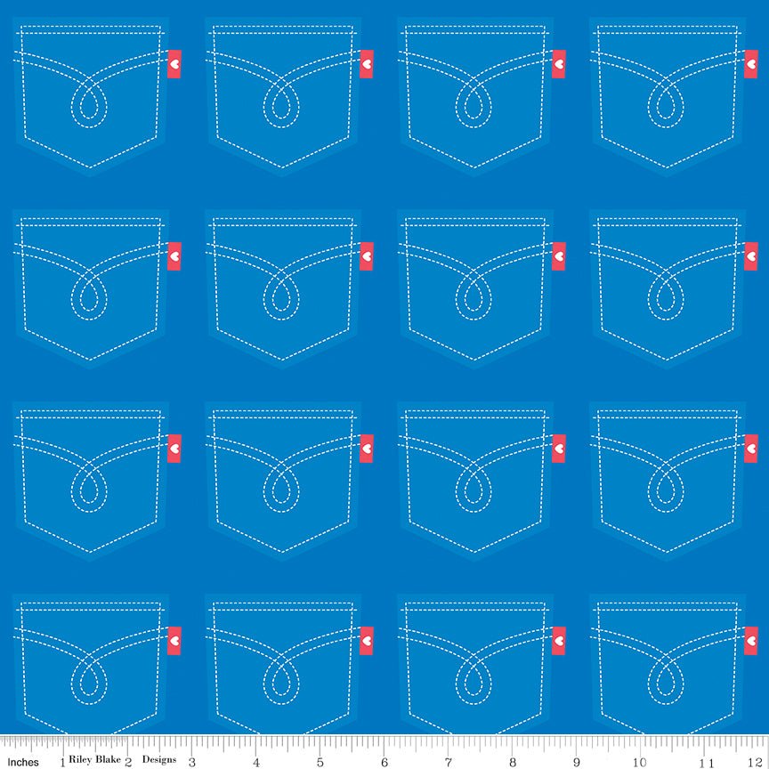 Riley Blake DesignsDown On The Farm Fabric Pockets BlueFabric