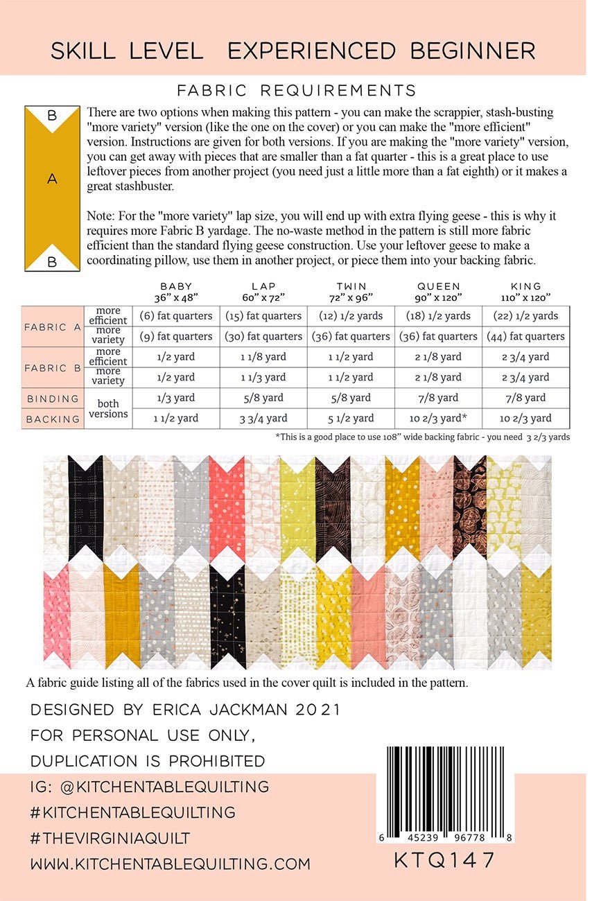 Kitchen Table QuiltingThe Virginia Quilt PatternQuilt Patterns