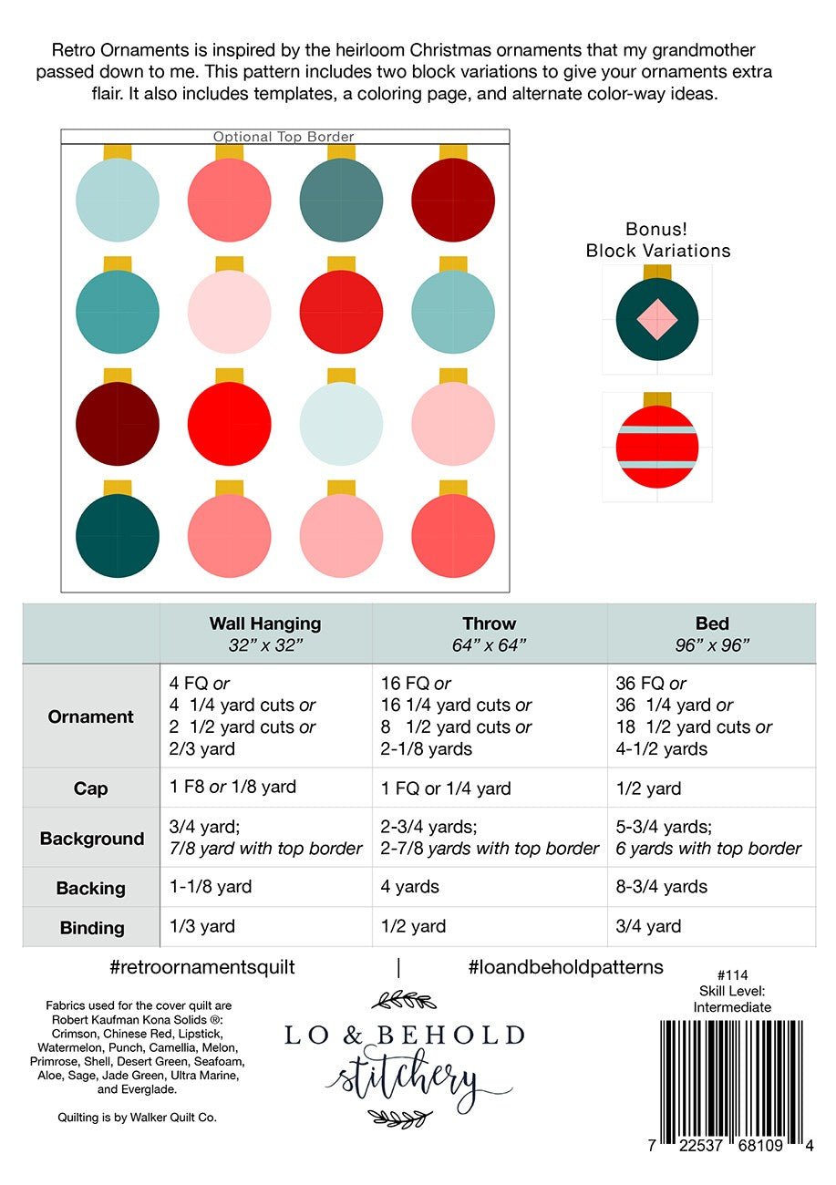 Lo & Behold StitcheryRetro Ornaments Quilt PatternQuilt Patterns
