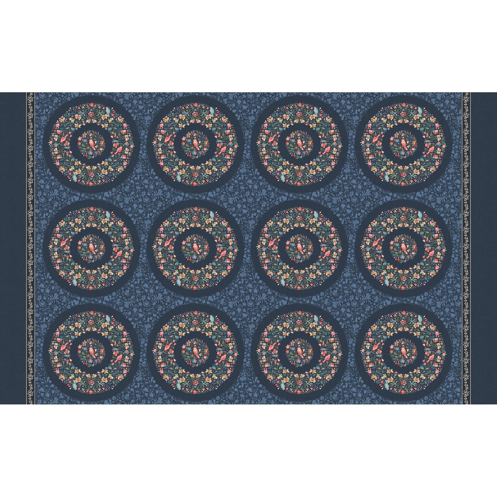Maywood StudioLovely Bunch Wreaths Fabric Panel NavyFabric Panel