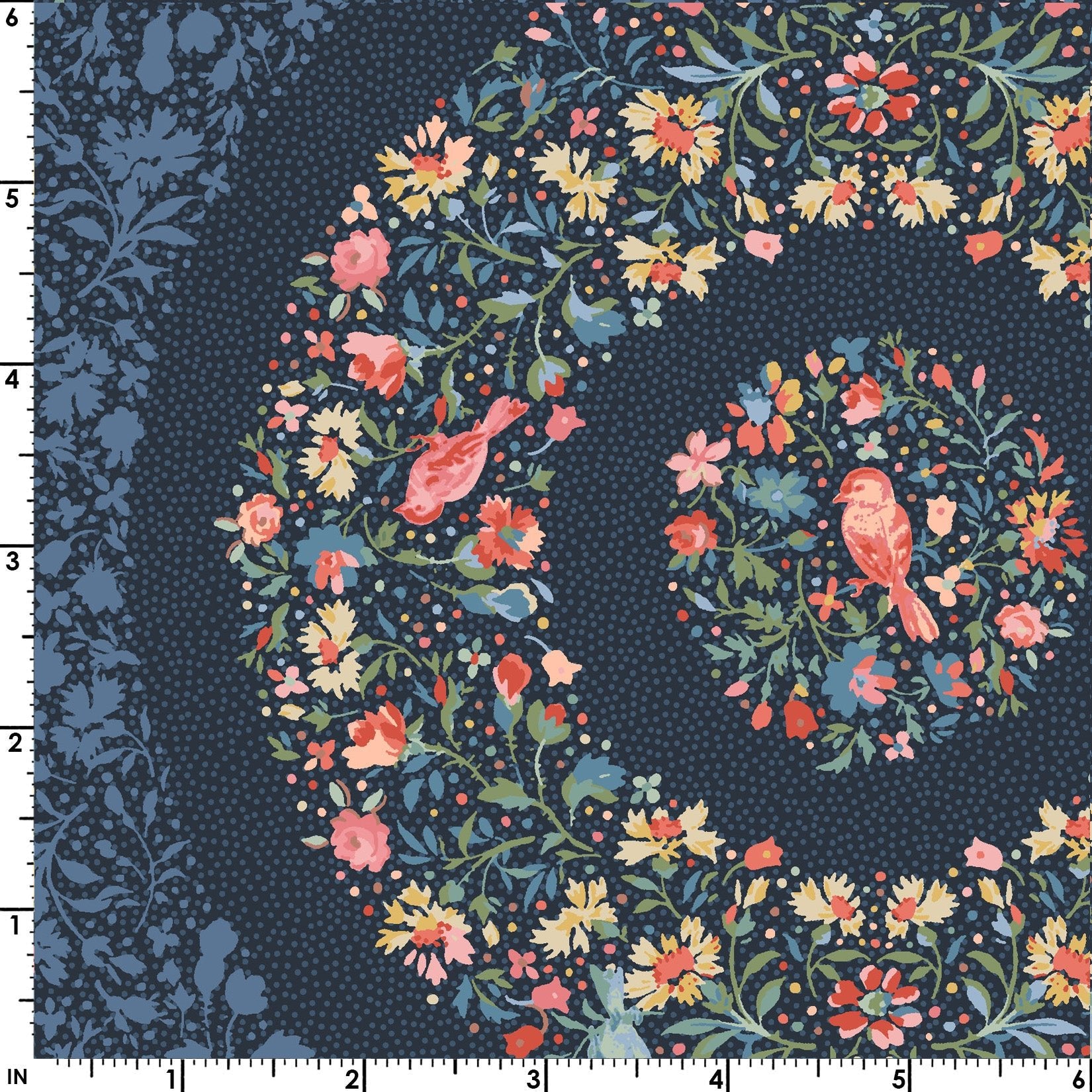 Maywood StudioLovely Bunch Wreaths Fabric Panel NavyFabric Panel