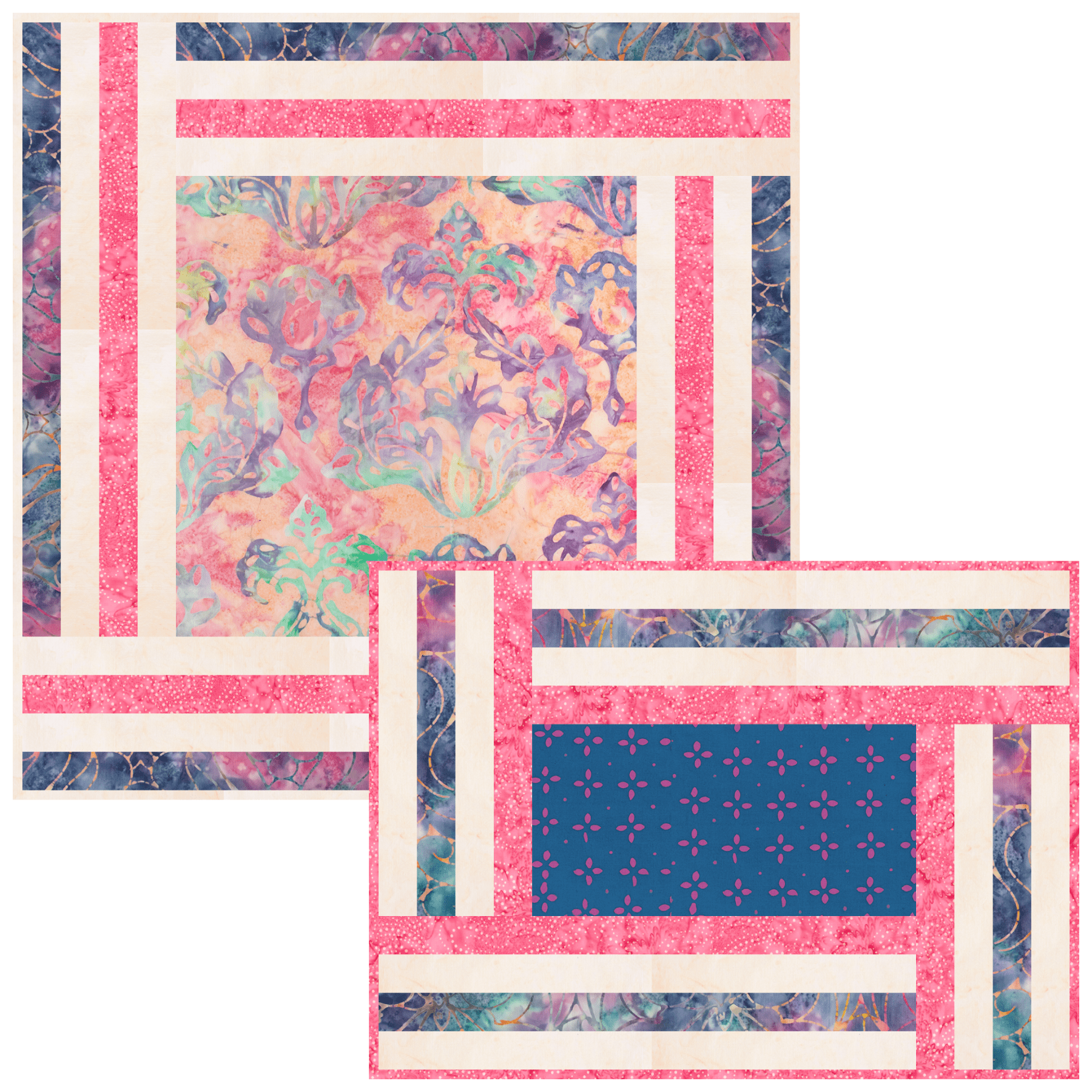 Banyan BatiksDrive Thru Pink Blush Batik Table Topper & Placemats KitFabric