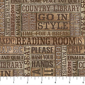 NorthcottNature's Calling Quilt Fabric Reading Room BrownFabric