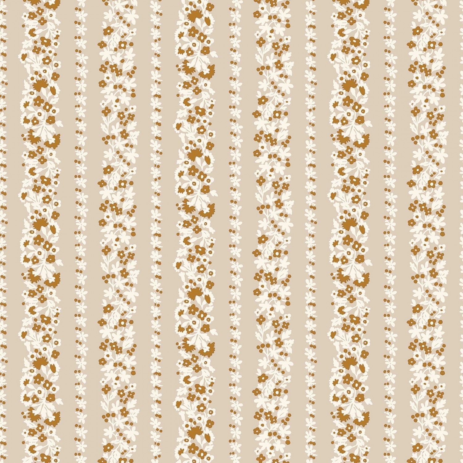 Liberty of London Denim Florals Quilt Fabric Topiary Stripe Sand