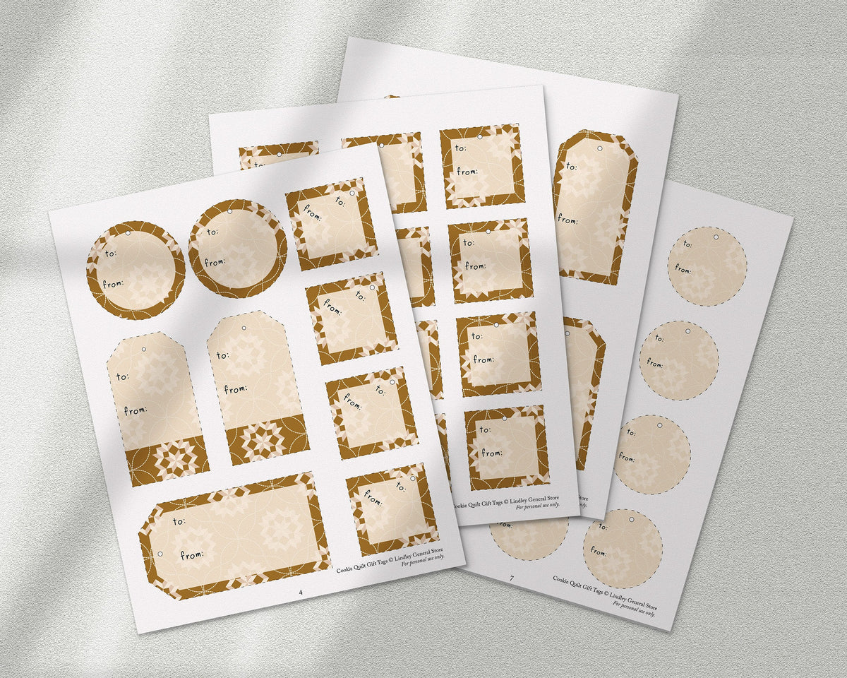 Cookie Quilt Gift Tags - Printable