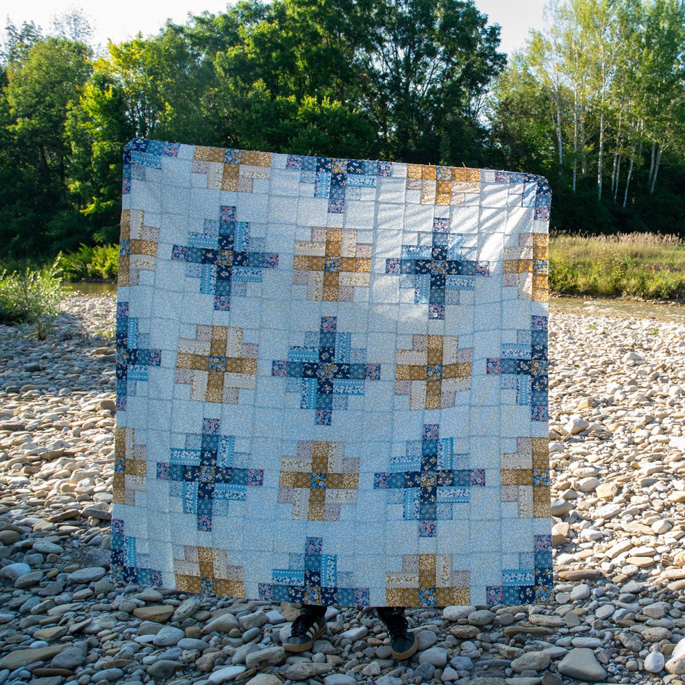 Denim Florals Granny Cabin Quilt Kit