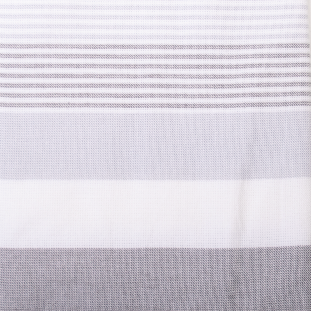 Tea Towel Striped with Fringe Grey
