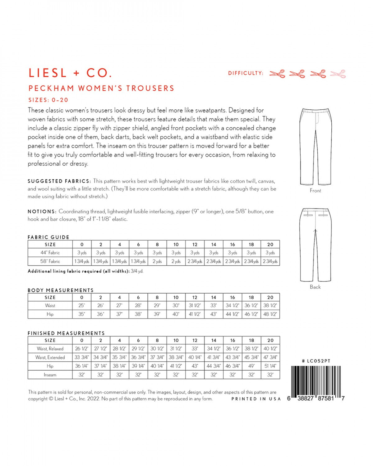 Peckham Trousers Sewing Pattern