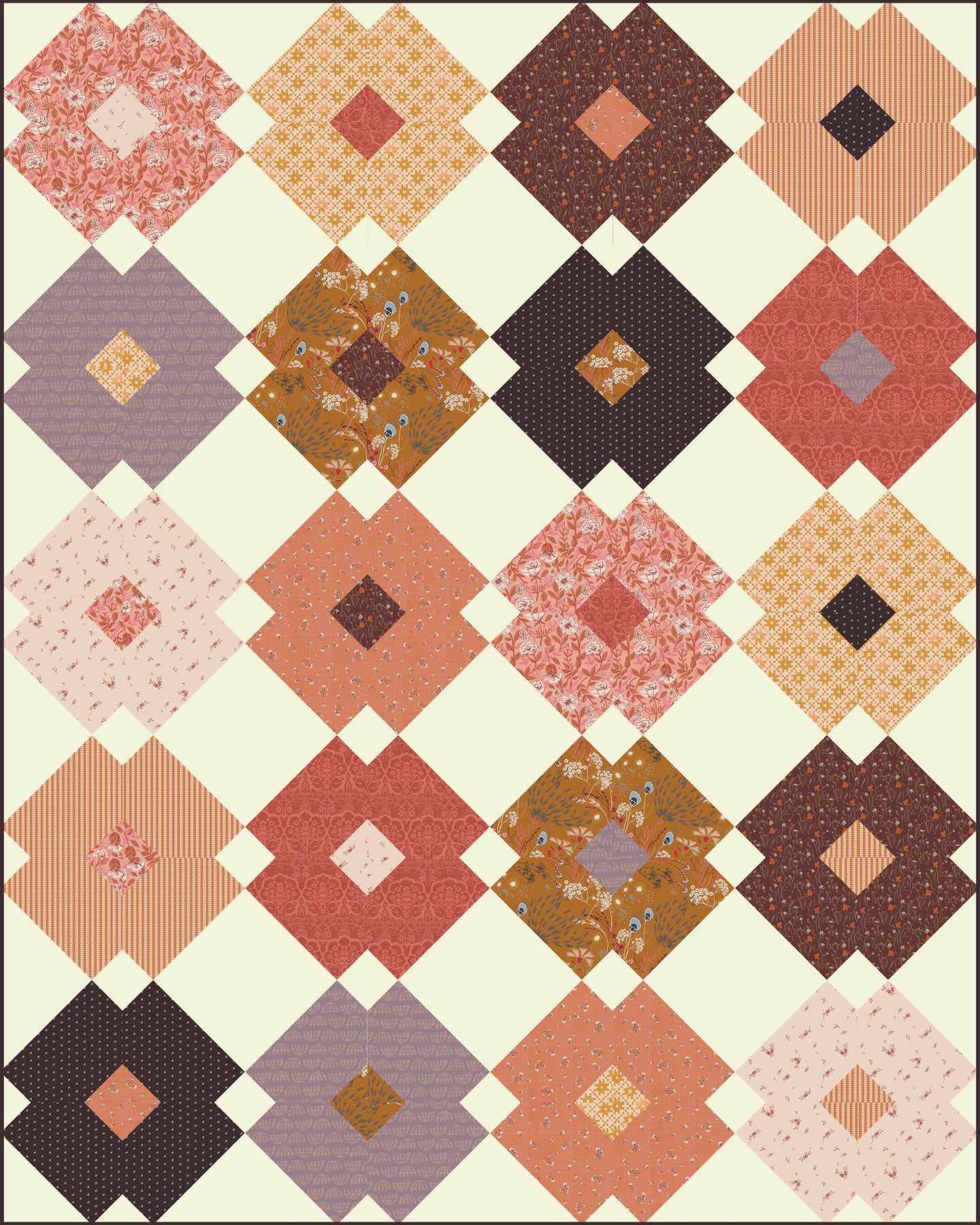 Flower Tile Quilt using Amber Sunset Bundle