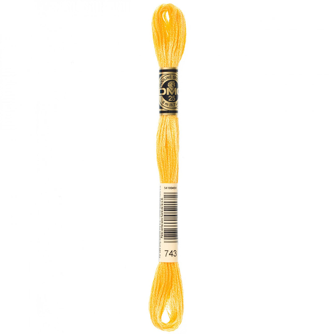 DMC 6-Strand Embroidery Floss 743 Med Yellow (4519288963117)