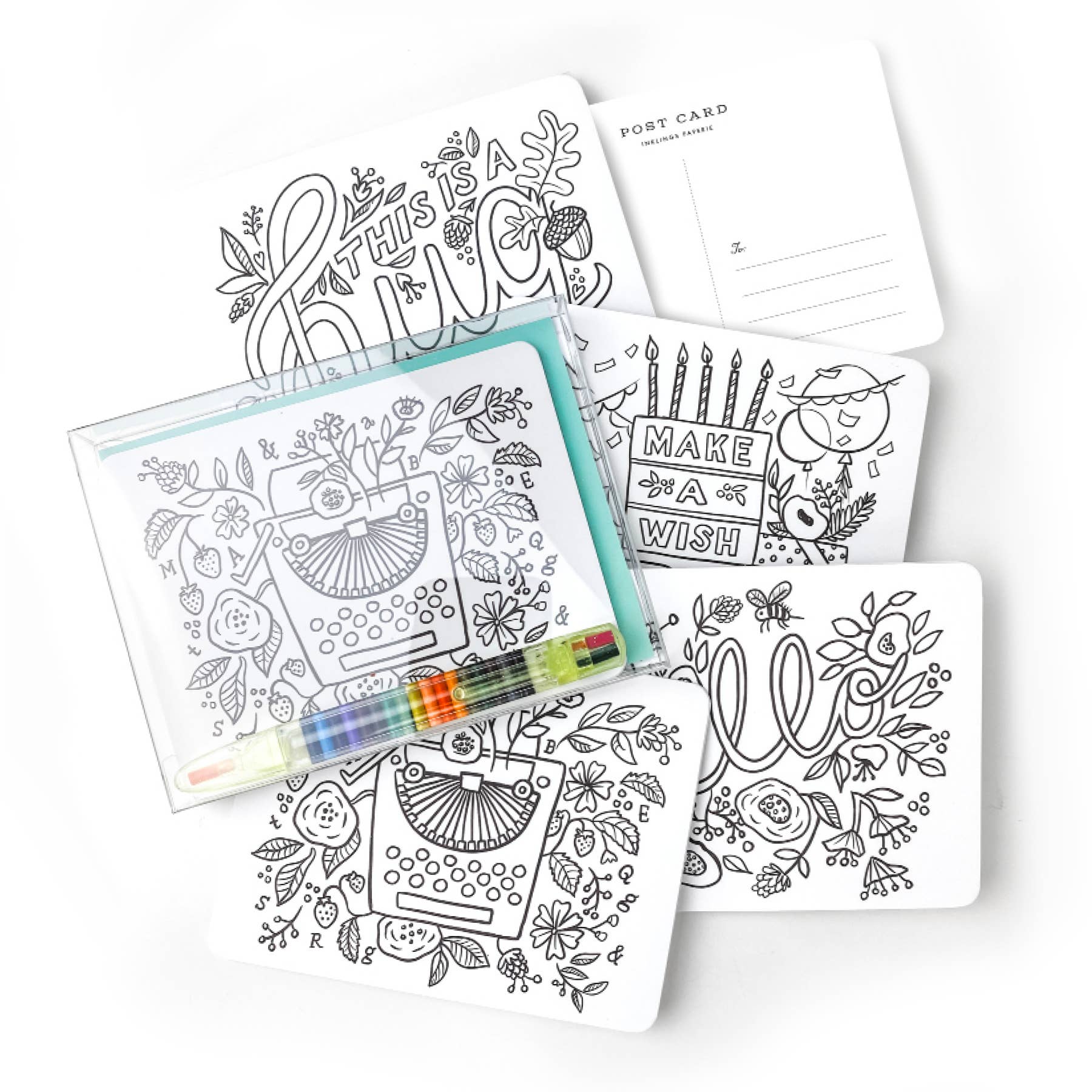 Floral Colouring Page Note Card Set