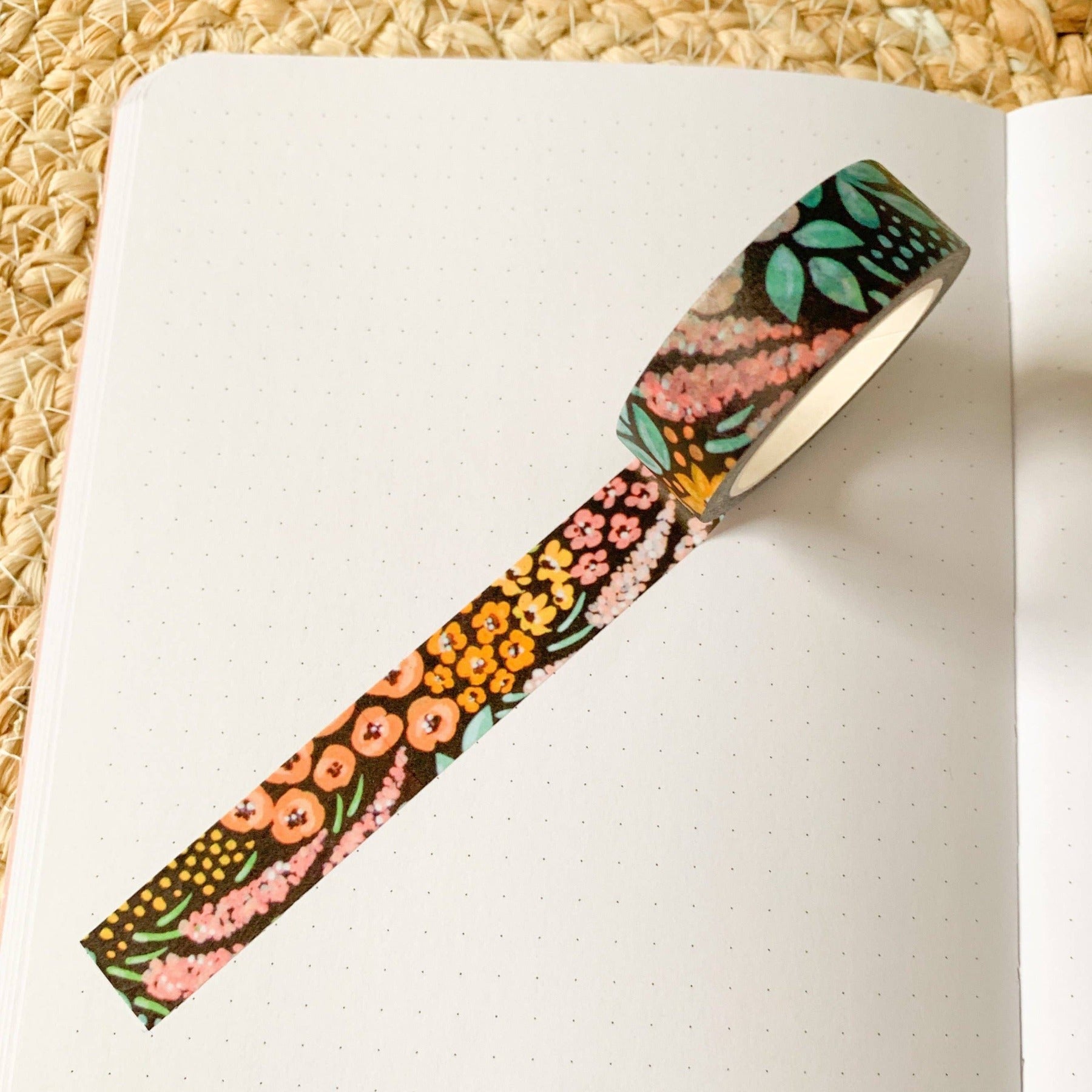 Elyse Breanne Black Floral Washi Tape