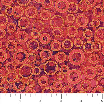 Northcott Artisan Spirit Shimmer Coral Reef Red Circles Quilt Fabric by Deborah Edwards (4166855983149)