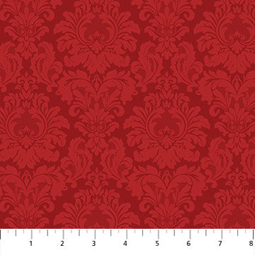 Merry Christmas Damask Red