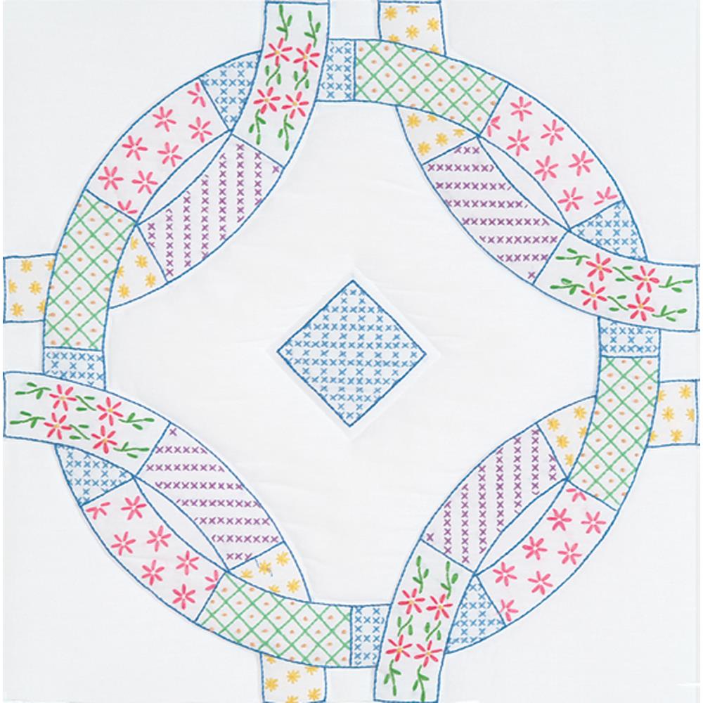 Wedding Ring Embroidery Sampler Quilt Blocks 6pc (5840536567973)