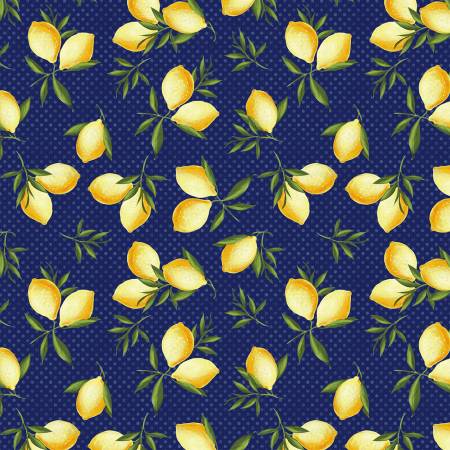 The Berry Best Lemon Toss Navy quilt fabric by Jennifer Pugh for Wilmington Prints (4988247965741)