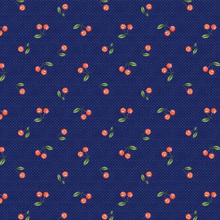 The Berry Best Cherries Navy quilt fabric by Jennifer Pugh for Wilmington Prints (4988282470445)