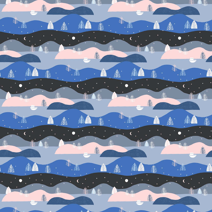 Figo Modern Quilt Fabric Moonlit Voyage by Amy Van Luijk Hills Blue Pink Grey Grey Black (4299797790765)