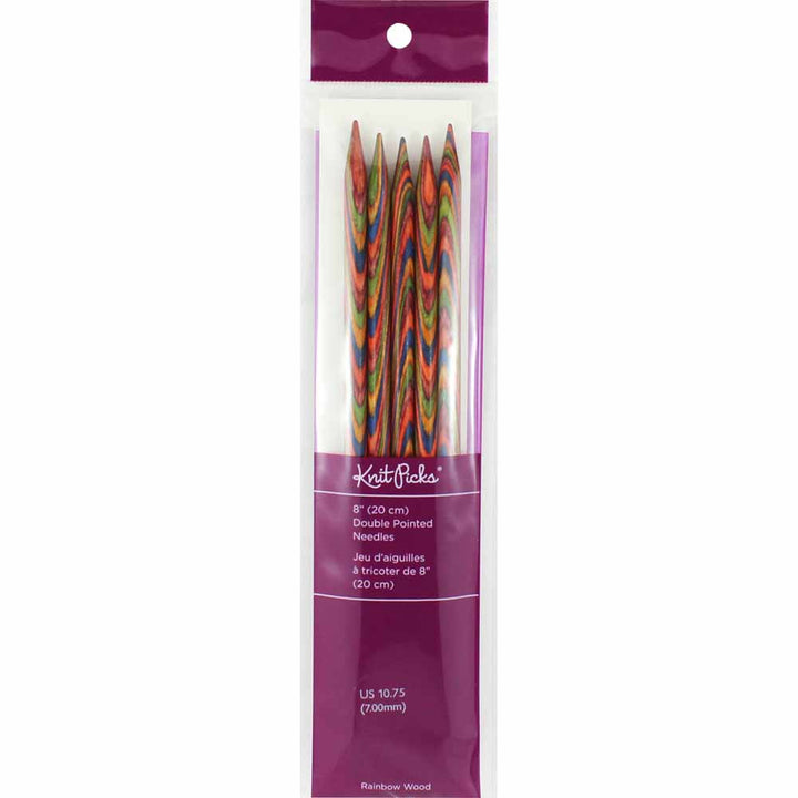 8in. Rainbow Wood Double-Point Knitting Needles 7.00mm