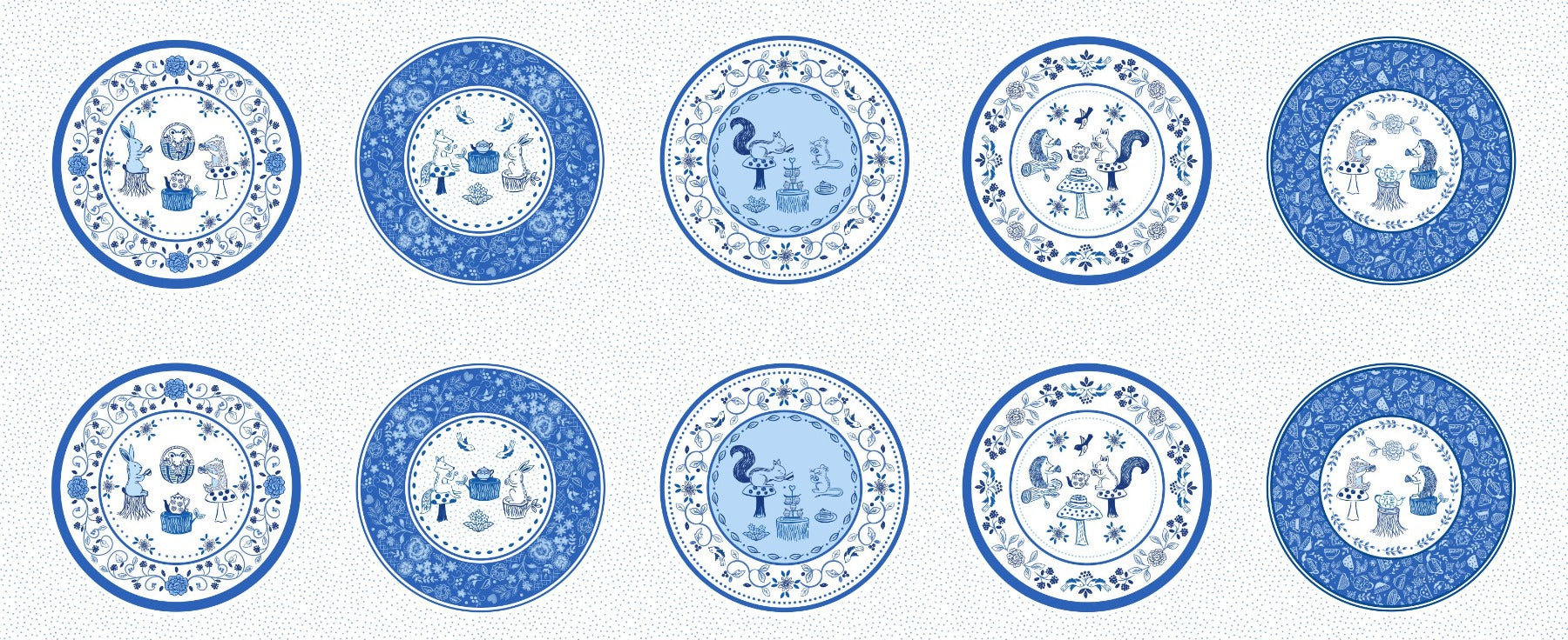 Tea Time Plates Fabric Panel (4975238086701)