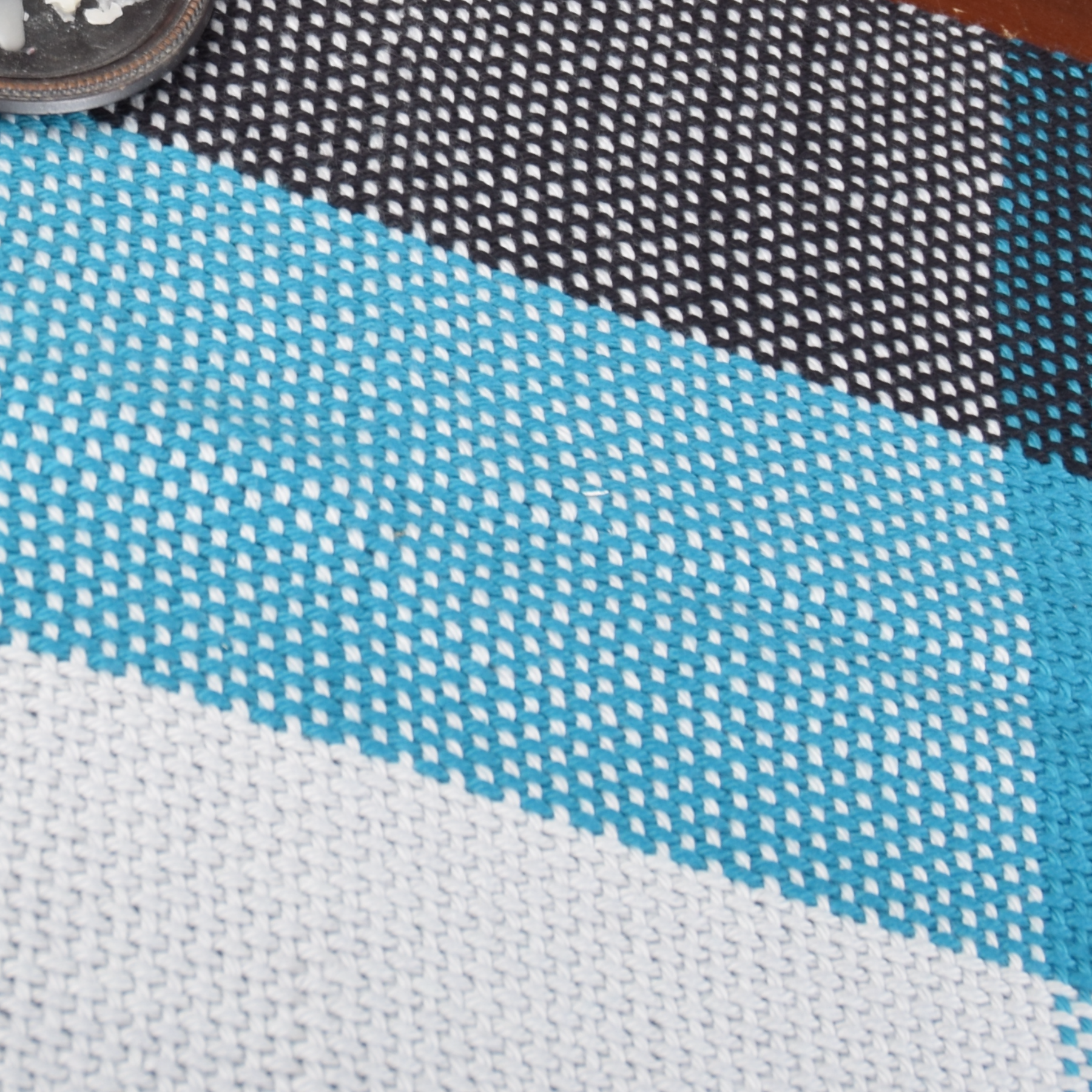 Hand Woven Table Runner Black, Blue & White (411038285864)