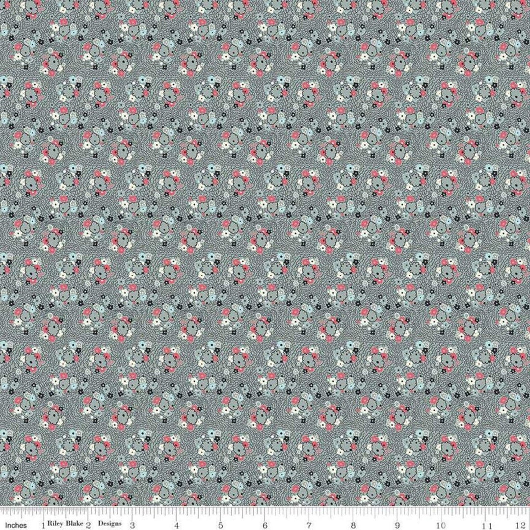 Abbie Daisy Floral Grey Quilt Fabric (5243490730149)
