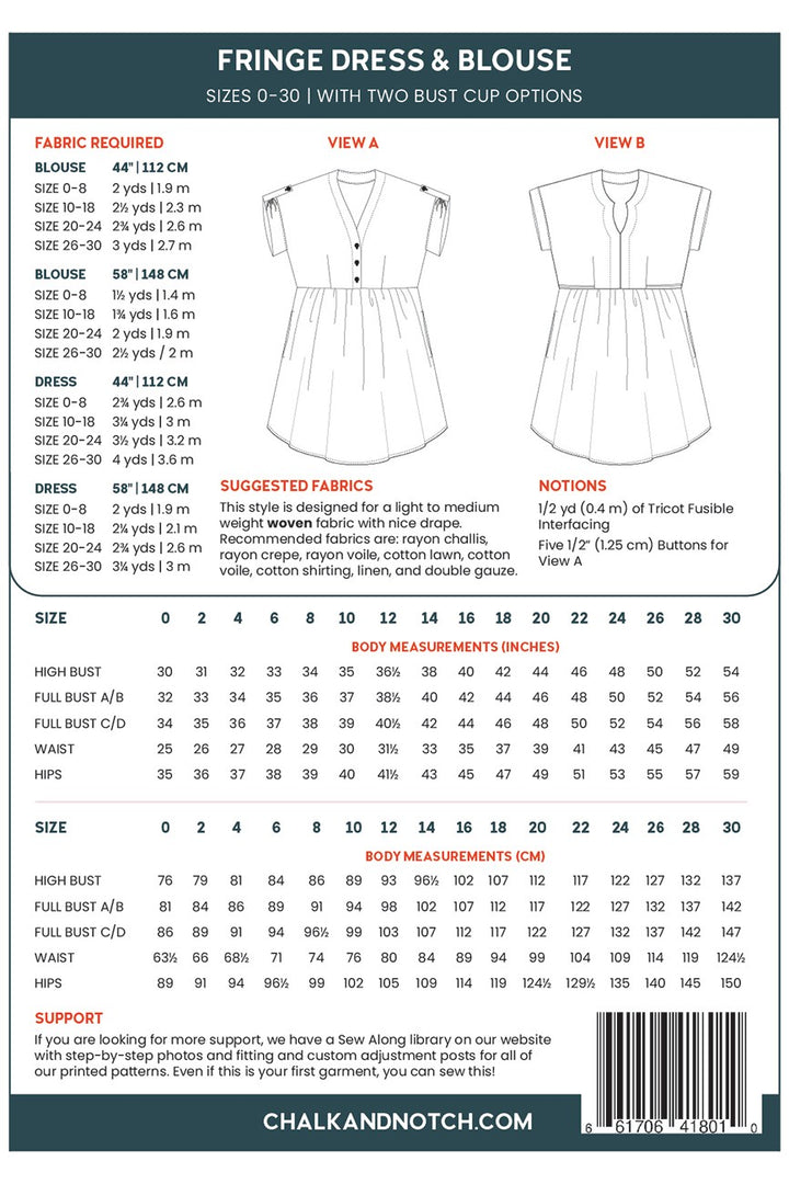 Fringe Dress and Blouse Sewing Pattern