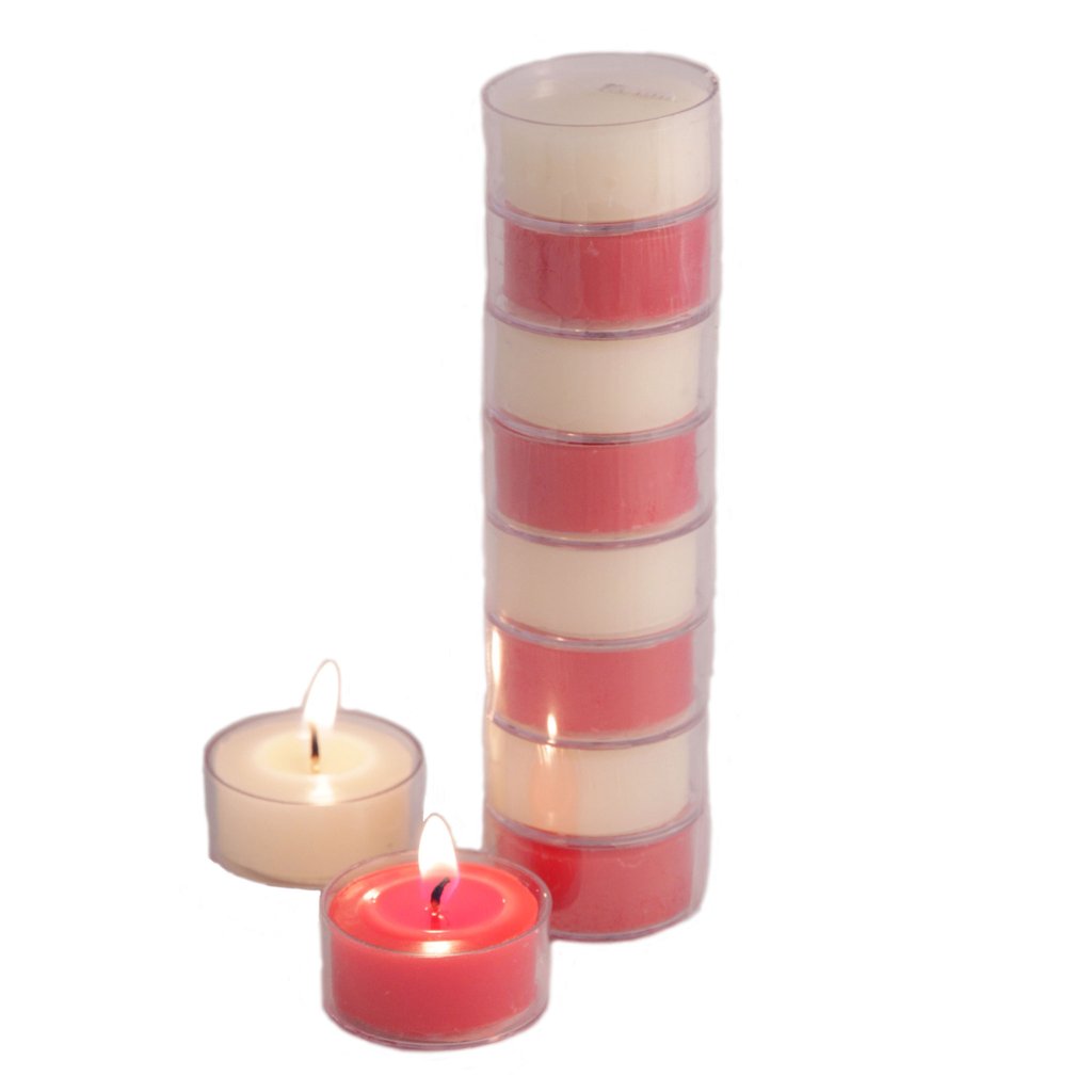 Red & Pearl White 100% Beeswax Tea Light Candles (401144184872)