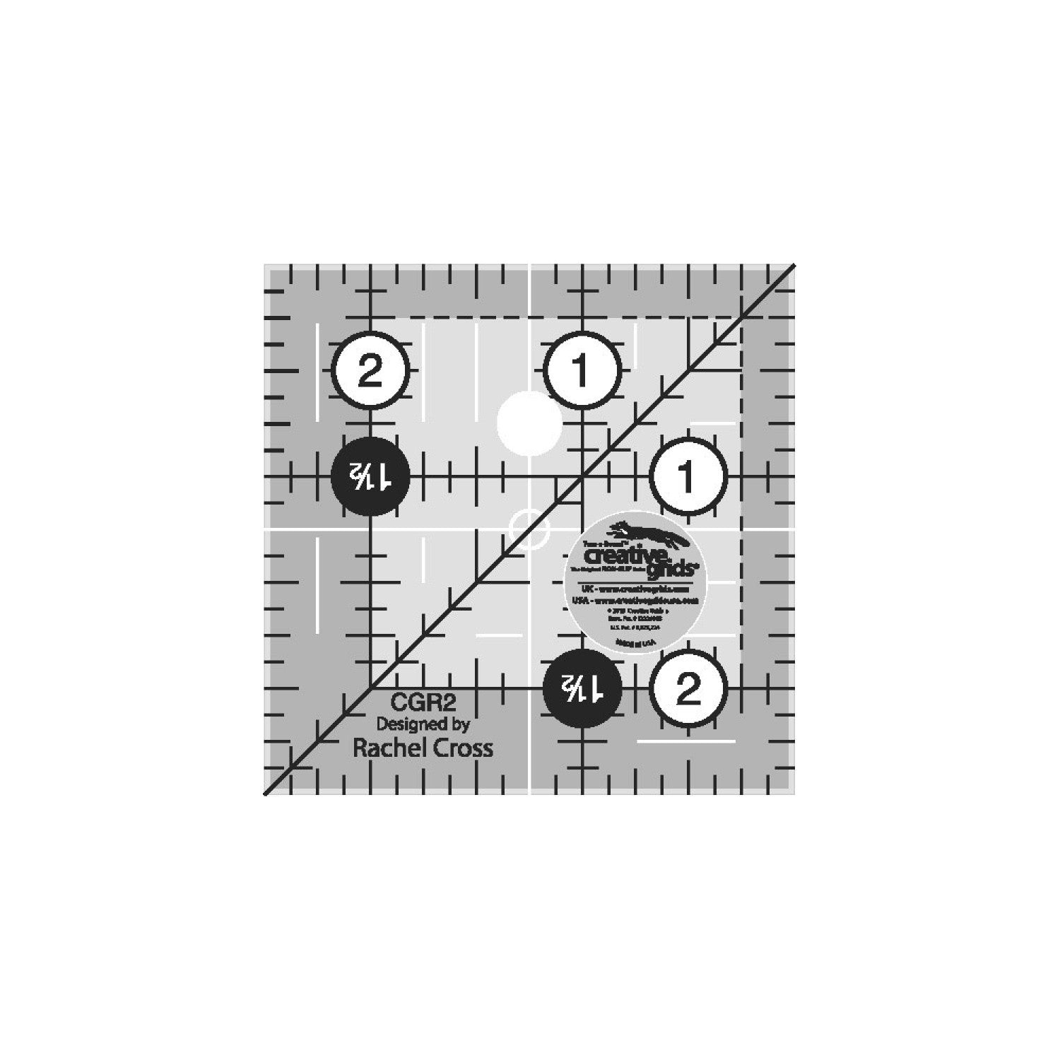 Creative Grids 2 and a half inch non-slip quilting square ruler (669434445869)