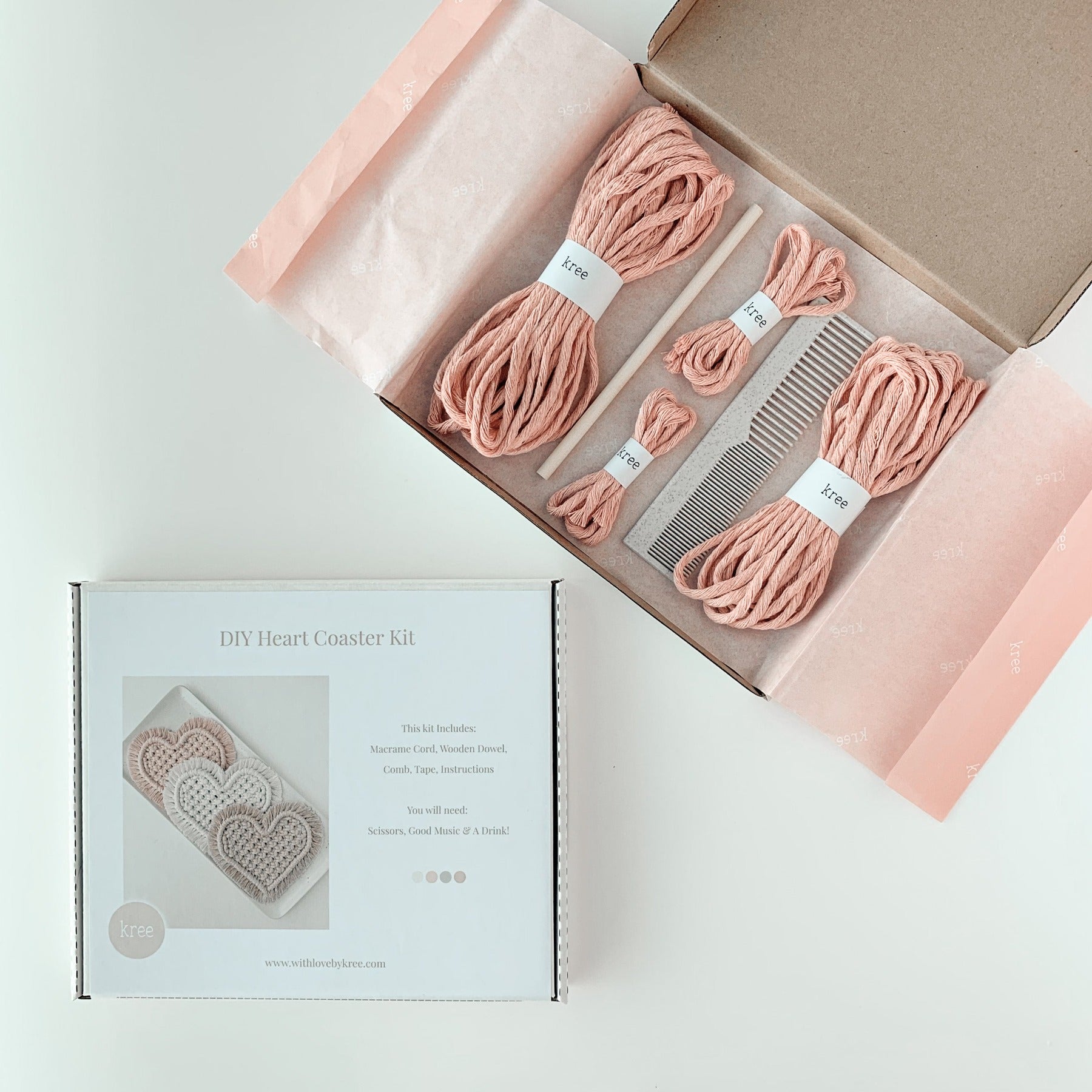 Heart Coaster Macramé Kit Blush