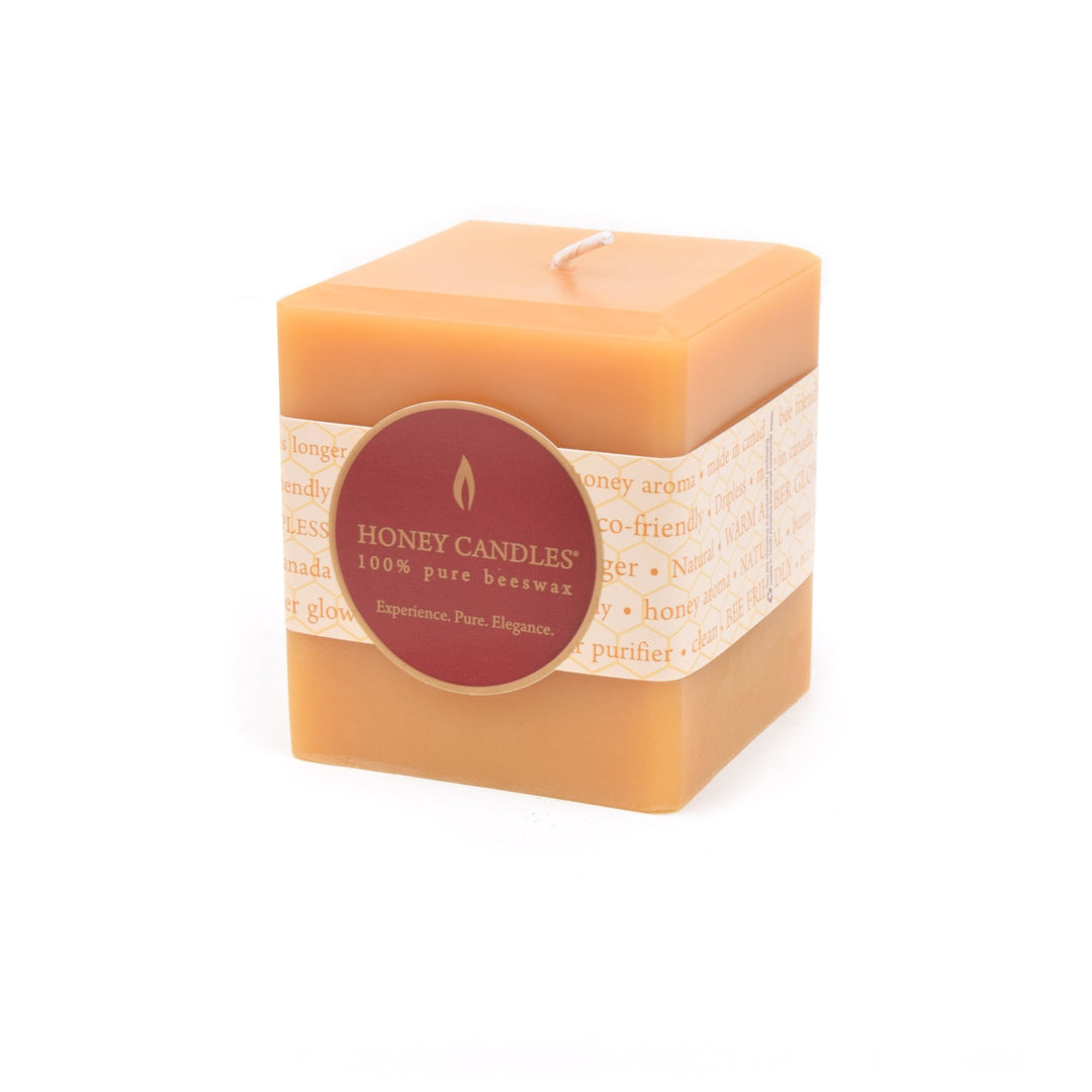 Honey Candles Natural 100% Beeswax 3 Inch Square Pillar Candle (401125802024)