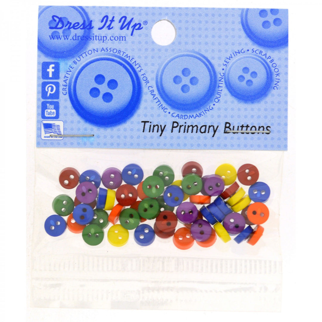 Dress It Up 6mm Tiny Buttons 40 count Primary Colours (719701311533)