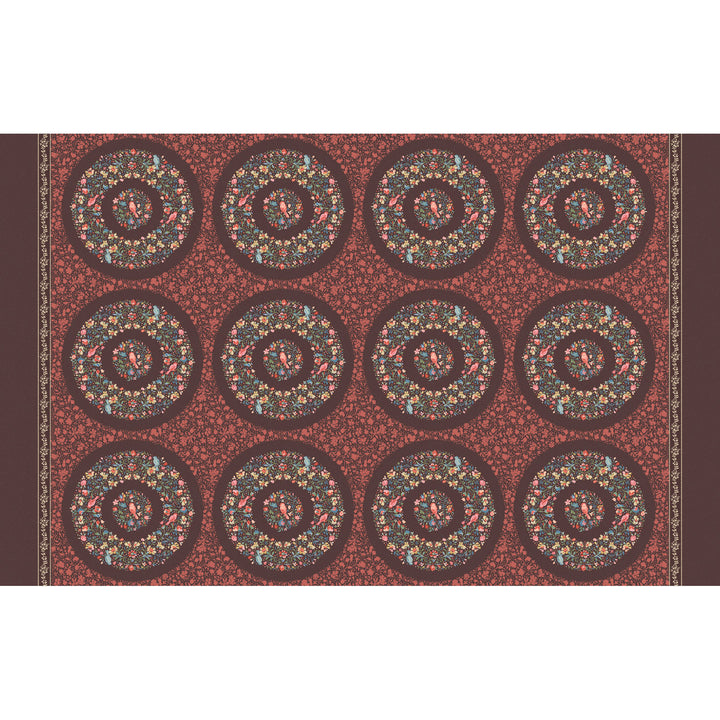 Lovely Bunch Wreaths Fabric Panel Brown