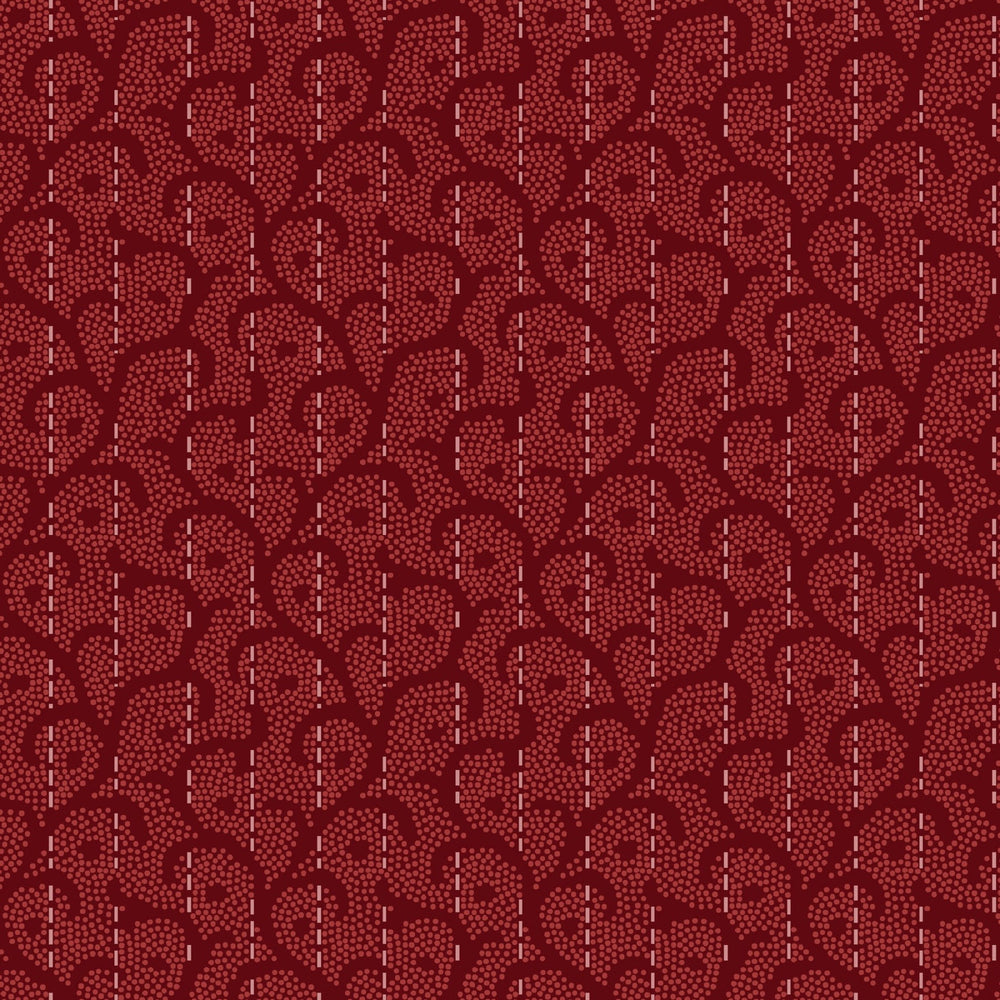 Heritage Woolies FLANNEL Stitched Scroll Red (5373462184101)