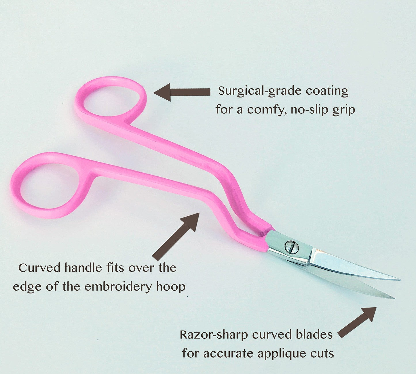 6in. Double Curved Embroidery Scissors Pink (4738832924717)