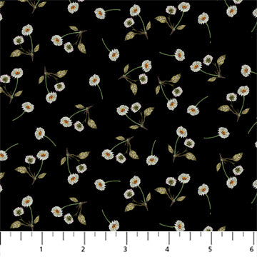 Country Comforts Rayon Flowers Black