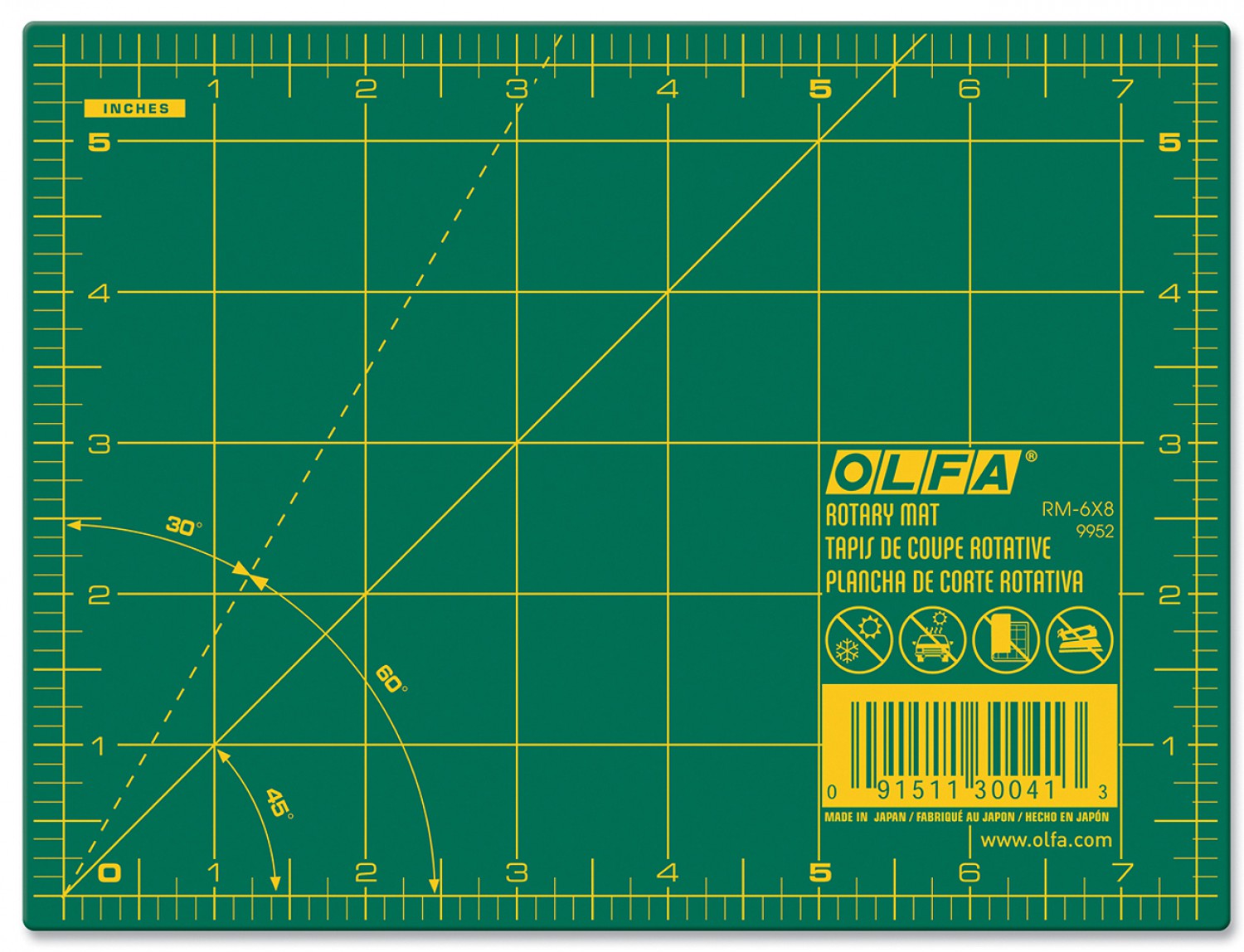 6in. x 8in. Cutting Mat w/ Grid Green (5340344975525)