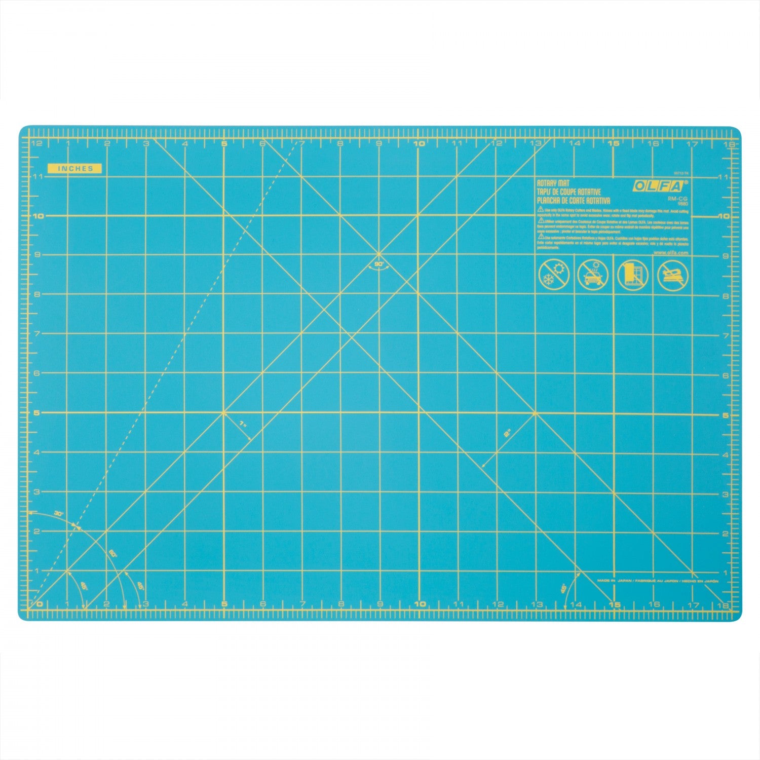 OLFA 12in. x 18in. Splash Cutting Mat with Grid Aqua (5008601514029)